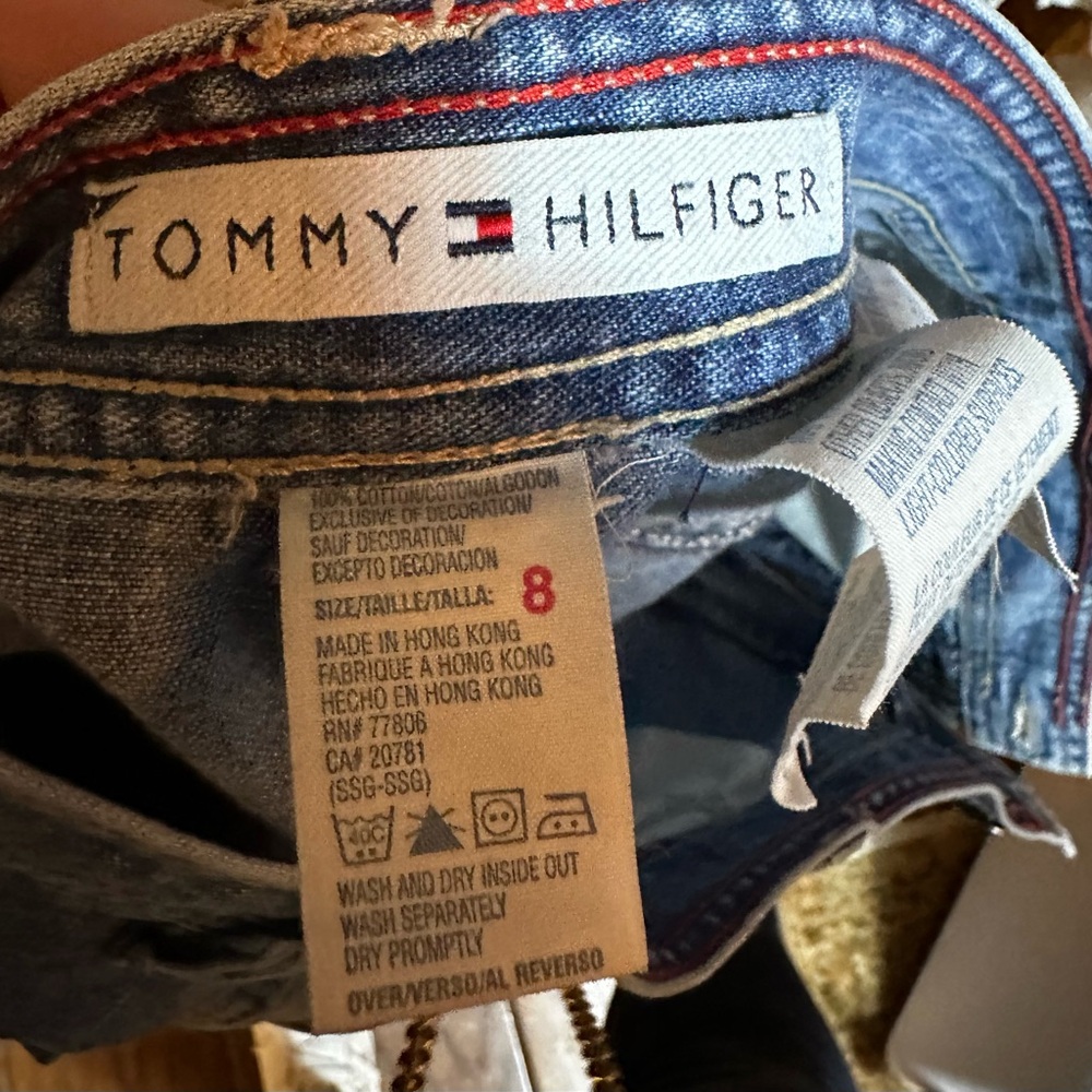 Tommy Hilfiger Sz 8 Relaxed Wide-Leg Fold Over Pocket Jeans - Picture 4 of 6